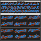 Custom Black Electric Blue-Orange Authentic Baseball Jersey