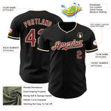 Custom Black Burgundy-Cream Authentic Baseball Jersey