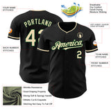 Custom Black Cream-Green Authentic Baseball Jersey