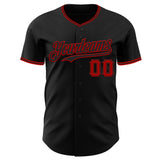 Custom Black Red Authentic Baseball Jersey