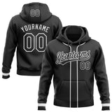 Custom Stitched Black White Baseball Pullover Sweatshirt Hoodie