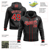 Custom Stitched Black Red-White Baseball Pullover Sweatshirt Hoodie
