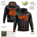 Custom Stitched Black Orange Baseball Pullover Sweatshirt Hoodie
