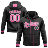 Custom Stitched Black Pink-White Baseball Pullover Sweatshirt Hoodie