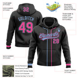 Custom Stitched Black Pink-Light Blue Baseball Pullover Sweatshirt Hoodie