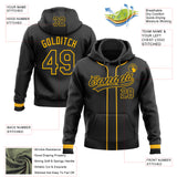 Custom Stitched Black Gold Baseball Pullover Sweatshirt Hoodie