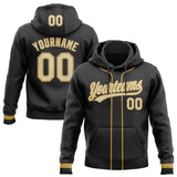 Custom Stitched Black Cream-Old Gold Baseball Pullover Sweatshirt Hoodie