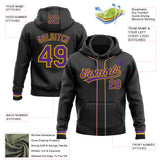 Custom Stitched Black Purple-Gold Baseball Pullover Sweatshirt Hoodie