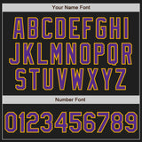 Custom Stitched Black Purple-Gold Baseball Pullover Sweatshirt Hoodie