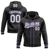 Custom Stitched Black White Purple-Gray Baseball Pullover Sweatshirt Hoodie