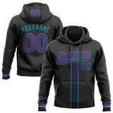 Custom Stitched Black Purple-Teal Baseball Pullover Sweatshirt Hoodie