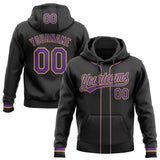Custom Stitched Black Purple-Old Gold Baseball Pullover Sweatshirt Hoodie