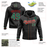 Custom Stitched Black Kelly Green Red-White Baseball Pullover Sweatshirt Hoodie
