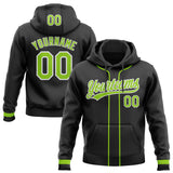 Custom Stitched Black Neon Green-White Baseball Pullover Sweatshirt Hoodie