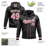 Custom Stitched Black Medium Pink-White Baseball Pullover Sweatshirt Hoodie