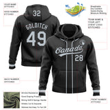 Custom Stitched Black Silver Baseball Pullover Sweatshirt Hoodie