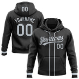 Custom Stitched Black Silver Baseball Pullover Sweatshirt Hoodie