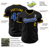 Custom Black Royal Yellow-White Authentic Baseball Jersey