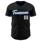 Custom Black White-Royal Authentic Baseball Jersey