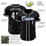 Custom Black White-Royal Authentic Baseball Jersey