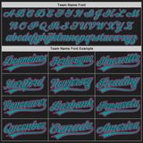 Custom Black Teal-Pink Authentic Baseball Jersey