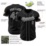 Custom Black Steel Gray-White Authentic Baseball Jersey