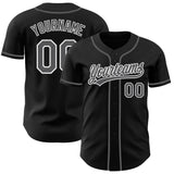 Custom Black Steel Gray-White Authentic Baseball Jersey
