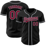 Custom Black Maroon-Gray Authentic Baseball Jersey