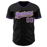 Custom Black Purple White-Old Gold Authentic Baseball Jersey