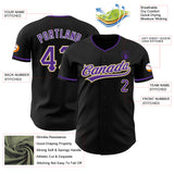 Custom Black Purple White-Old Gold Authentic Baseball Jersey