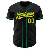 Custom Black Yellow-Kelly Green Authentic Baseball Jersey