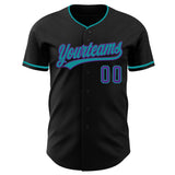 Custom Black Purple-Teal Authentic Baseball Jersey