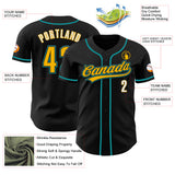 Custom Black Gold Teal-White Authentic Baseball Jersey