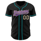 Custom Black Purple Cream-Teal Authentic Baseball Jersey