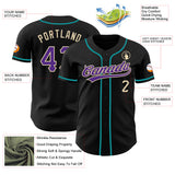 Custom Black Purple Cream-Teal Authentic Baseball Jersey