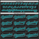 Custom Black Gray-Teal Authentic Baseball Jersey