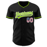 Custom Black USA Flag Neon Green-White Authentic Baseball Jersey