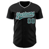 Custom Black Midnight Green Gray-White Authentic Baseball Jersey