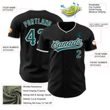 Custom Black Midnight Green Gray-White Authentic Baseball Jersey