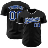Custom Black Royal Gray-White Authentic Baseball Jersey