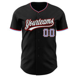 Custom Black Light Blue Red-White Authentic Baseball Jersey