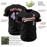 Custom Black Light Blue Red-White Authentic Baseball Jersey