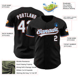 Custom Black White Electric Blue-Orange Authentic Baseball Jersey