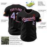 Custom Black Light Blue-Red Authentic Baseball Jersey