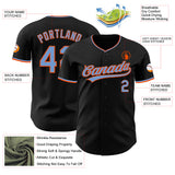 Custom Black Powder Blue-Orange Authentic Baseball Jersey