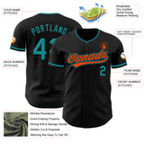 Custom Black Teal-Orange Authentic Baseball Jersey