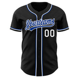 Custom Black White-Royal Authentic Baseball Jersey