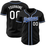 Custom Black White-Royal Authentic Baseball Jersey