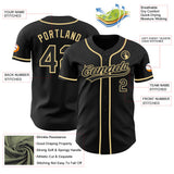 Custom Black-Vegas Gold Authentic Baseball Jersey