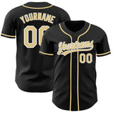 Custom Black Vegas Gold-White Authentic Baseball Jersey